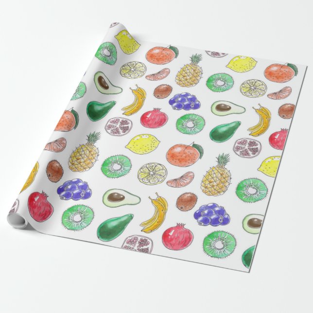 Fruit mönster presentpapper (Utrullad)