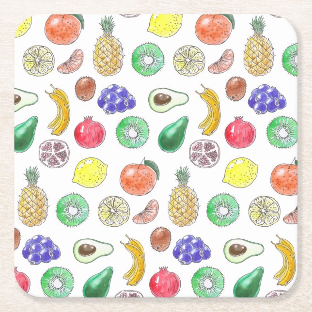 Fruit mönster underlägg papper kvadrat (Framsidan)