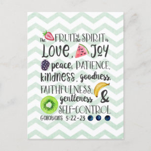 Fruit of the Spirit, Bible Verse Christian Vykort