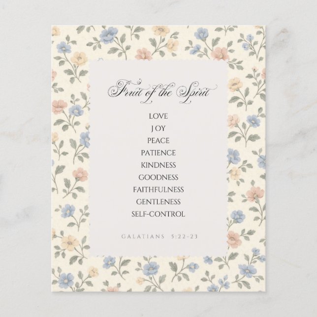 Fruit of the Spirit Galatians 5:22–23 Bible Verse  Flygblad (Framsidan)