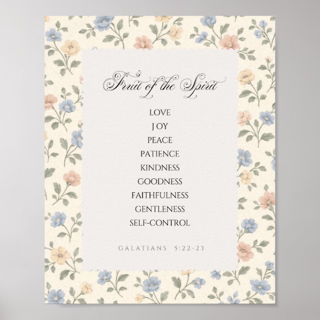 Fruit of the Spirit Galatians 5:22–23 Bible Verse  Poster (Framsidan)