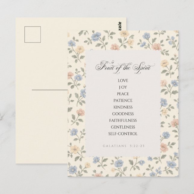 Fruit of the Spirit Galatians 5:22–23 Bible Verse  Vykort (Fram/baksida)