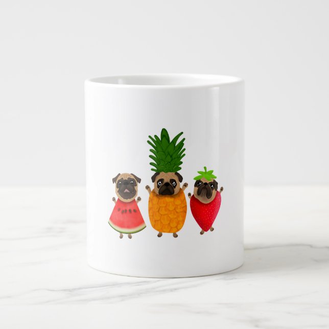 Fruit Pug Cute Hund Gift | DJURÄLSKARE Jumbo Mugg (Framsidan)