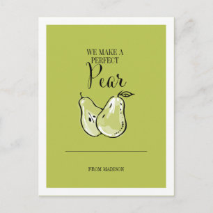 Fruit Pun-Perfekt Pear Valentine-vykort Helg Vykort