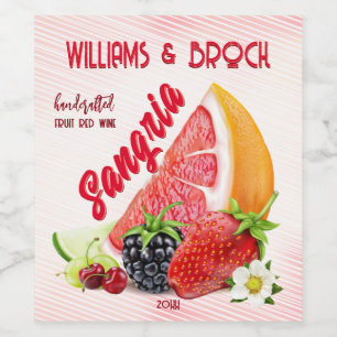 Fruit Sangria Bröllop Vinflaska Etikett