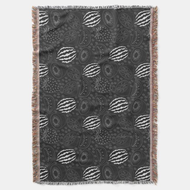 Fruit seamless pattern black and white Tropical Filt (Framsidan Vertikal)