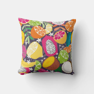 Fruit seamless pattern, collection of exotic tropi kudde