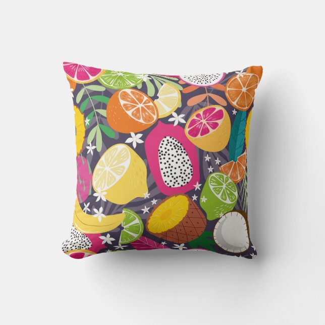 Fruit seamless pattern, collection of exotic tropi kudde (Framsida)