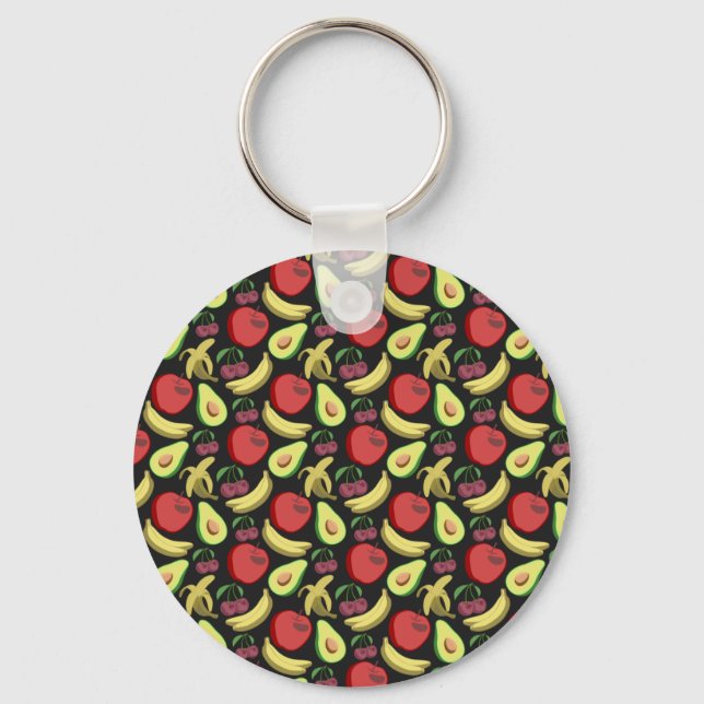 Fruit seamless pattern | colorful tropical fruit nyckelring (Framsida)
