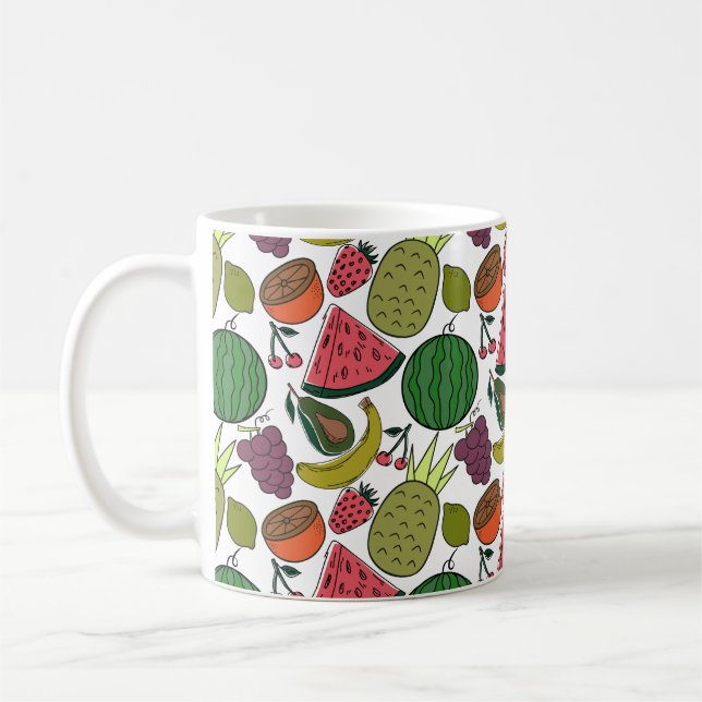 Fruit seamless pattern | Fruit surface pattern 15 Kaffemugg (Vänster)