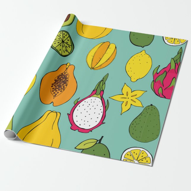Fruit. Seamless vintage pattern Presentpapper (Utrullad)