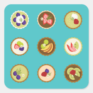 Fruit Tarts Fyrkantigt Klistermärke