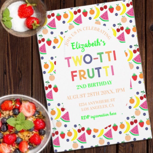 Fruit Two-Ti Frutti 2nd Birthday Inbjudningar (Skapare uppladdad)