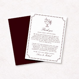 Fruit Vase Burgundy Wedding Thank You Card Spara Datumet