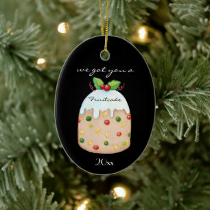 Fruitkaka, den ynka familjen Namn Julgransprydnad Keramik