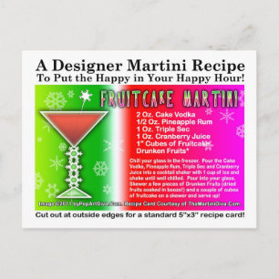 Fruitkaka - jul - Martini Recipe-vykort Vykort
