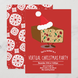 Fruitkaka Tecknad Virtuell jul Party Inbjudningar