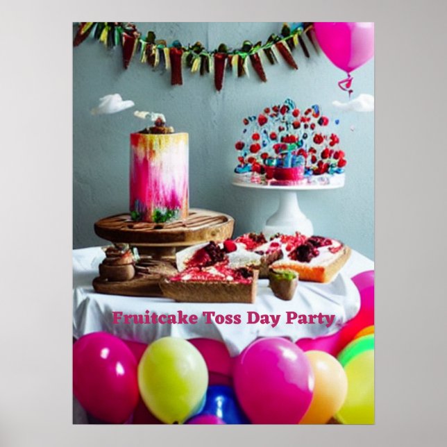 Fruitkaka Toss Day Party Poster Winter Helgdag (Framsidan)