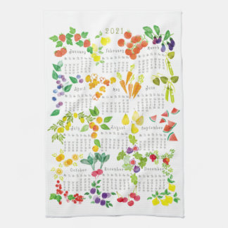 Fruits and Veggies - Calendar 2021 Kökshandduk