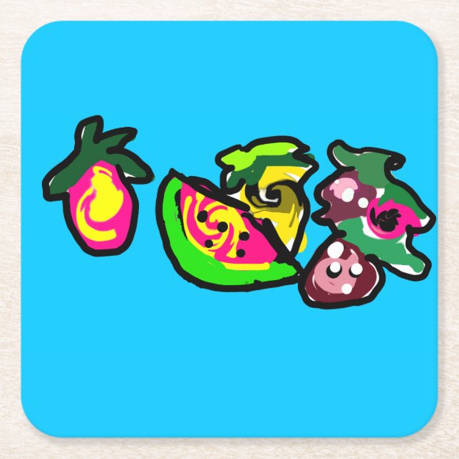 Fruits art fun  underlägg papper kvadrat (Framsidan)