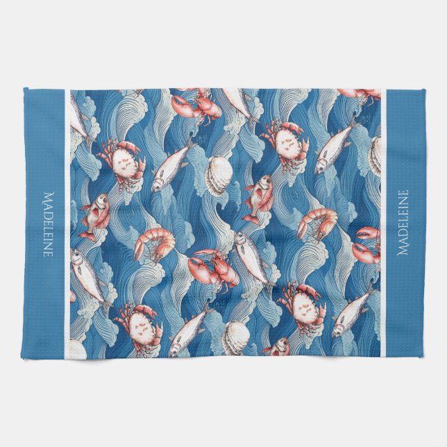 Fruits de Mer Personlig Kökshandduk (Horisontell)