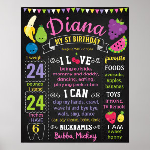 Fruits Two-Ti Frutti Tutti-Frutti Birthday Board Poster
