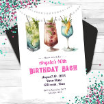 Fruity Cocktail 40th Birthday Summer  Inbjudningar<br><div class="desc">Adult themed fun fruity drink alcohol / cocktail graphic birthday party. Available as a digital download printable.
Custom,  personalized,  editable download
fruity tropical drinks,  boozy birthday,  any destination bar themed</div>