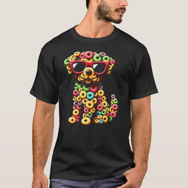 Fruity Feline Fun Fruit Loops Cat T Shirt (Framsida)