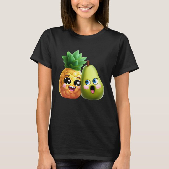 Fruity Love  Pear and Pineapple in Love T Shirt (Framsida)
