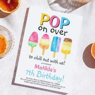 Fruity Popsicle Party Barnkalender Inbjudningar