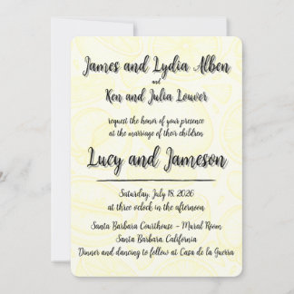Fruity yellow citrus formal wedding invitation inbjudningar