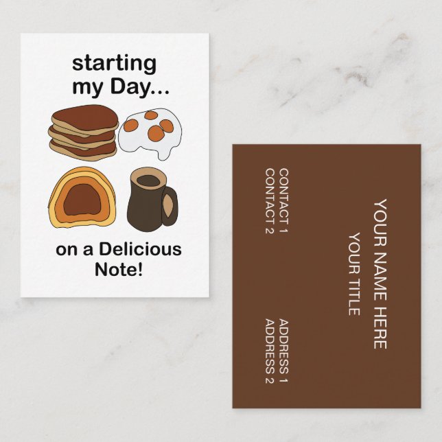 Frukost Börjar Min Dag På En Läcker Not Visitkort (Fram/baksida)