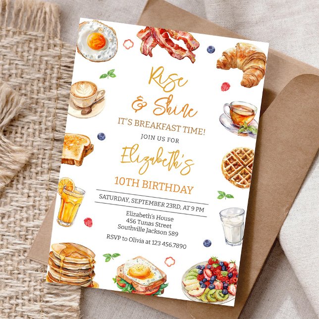 Frukost Brunch Födelsedagsinbjudan Inbjudningar (Skapare uppladdad)