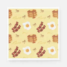Frukost Brunch Tema Bacon Ägg Pannekakor Mönster Pappersservett