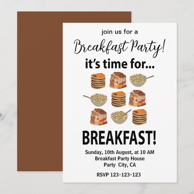 Frukost Dags för frukost Inbjudningar (Fram/baksida)