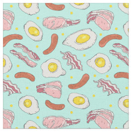Frukost Eggs Bacon och Sausages Blue Tyg