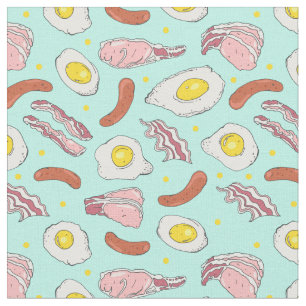 Frukost Eggs Bacon och Sausages Blue Tyg