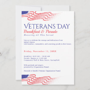 Frukost för veteranernas dag Patriotisk parad fund Inbjudningar