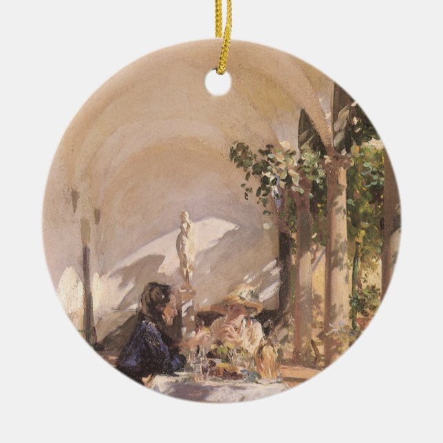 Frukost i loggian av John Singer Sargent Julgransprydnad Keramik (Framsidan)