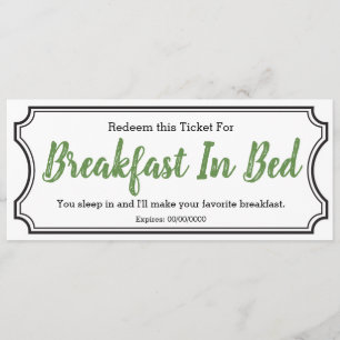 Frukost i sängbiljett meny
