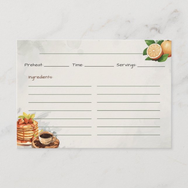 Frukost i sängen Grundreceptkort  Tilläggskort (Framsida)