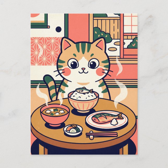 Frukost Katt Postkort Vykort (Framsida)