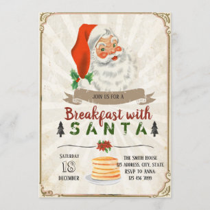 Frukost med santa partyinbjudan inbjudningar