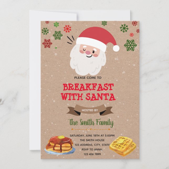 Frukost med tomte festinbjudan inbjudningar (Framsida)