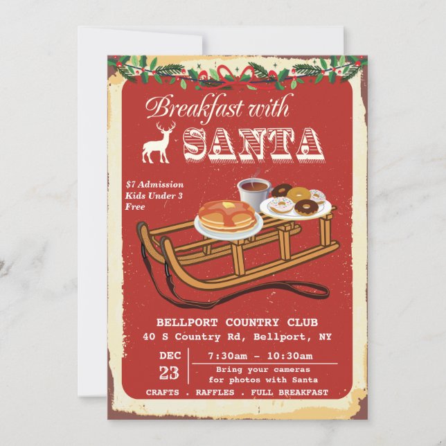 Frukost med tomte julfest inbjudan (Framsida)