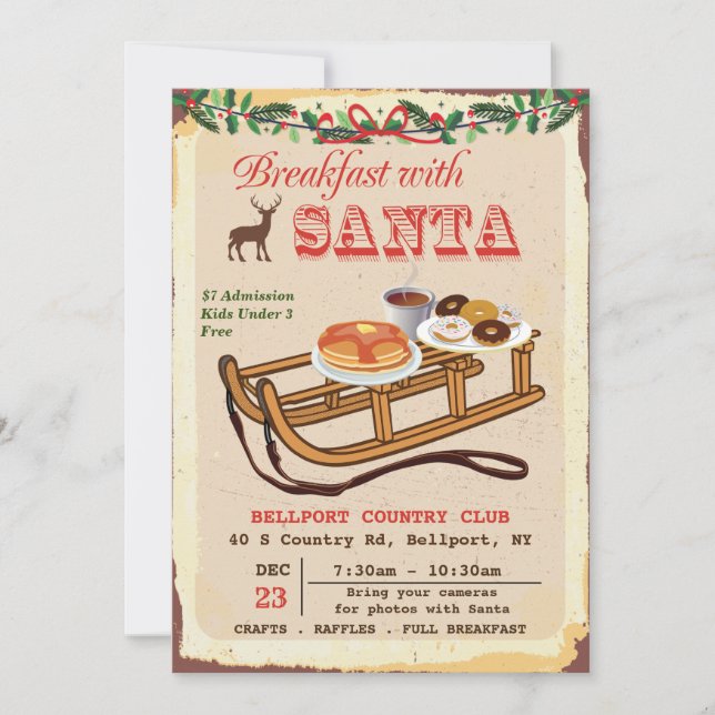 Frukost med tomte julfest inbjudan (Framsida)