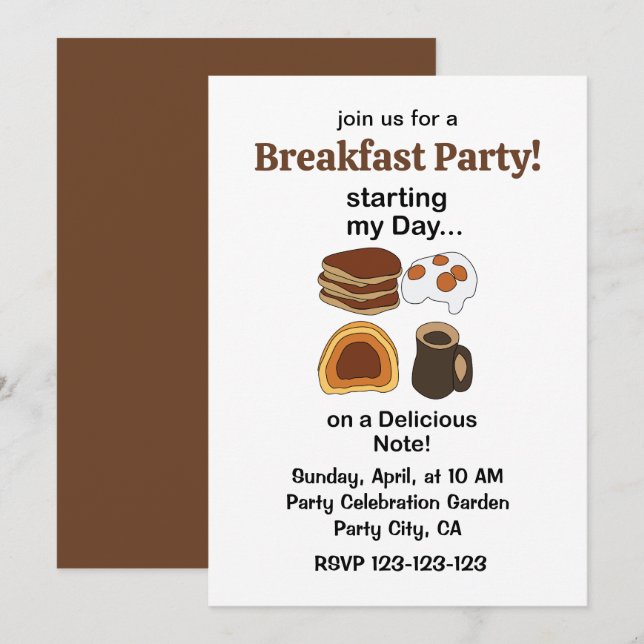 Frukost På En Läcker Not Fest Inbjudningar (Fram/baksida)