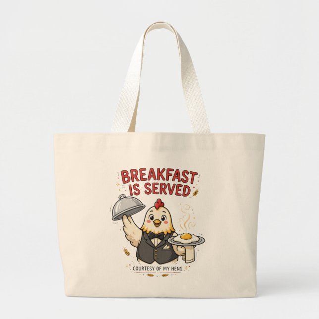 Frukost Serveras Rolig Kyckling-Tote Jumbo Tygkasse (Framsidan)