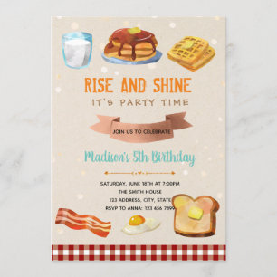 Frukost-stiga upp och shine-partiinbjudan inbjudningar