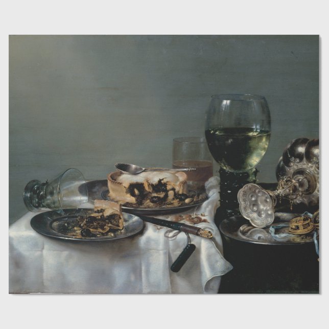 Frukostbord med björnbärpajen vid Heda Presentpapper (Platt)